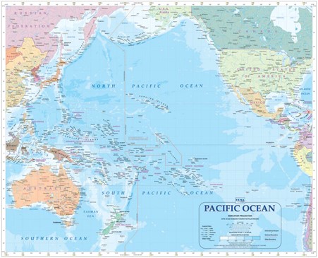 Pacific Ocean Wall Map