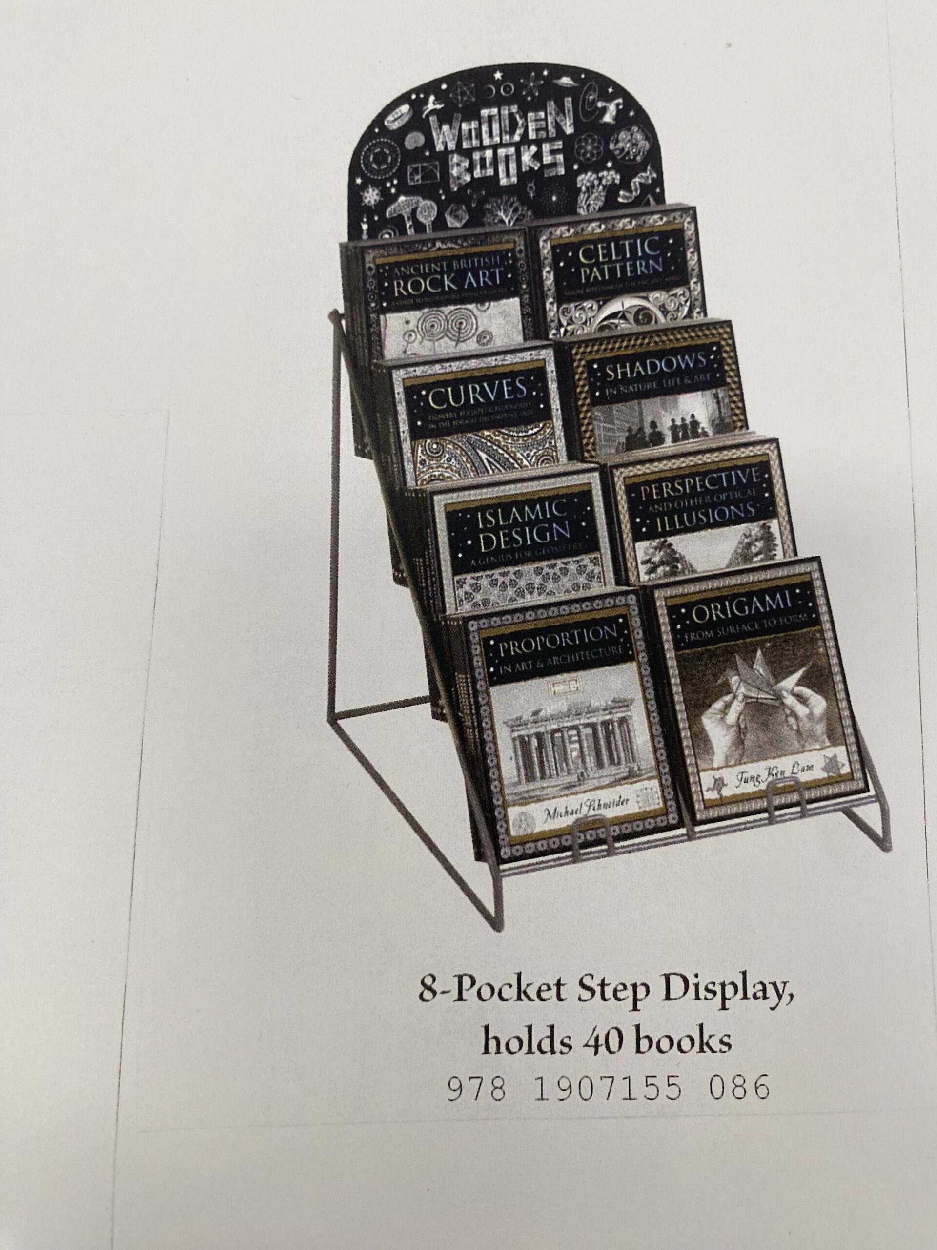 Wooden Books 8 Pocket Step Display Holds 40 Books